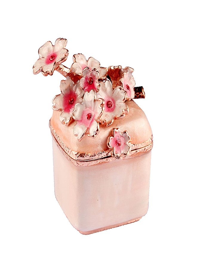 Xinkulas Cute Mini Cherry Blossoms Decorative Trinket Jewelry Box Ring Necklace Keepsake Case (Pink) - Image 1